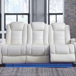 [SPECIAL] Party Time White LED Power Reclining Sofa 