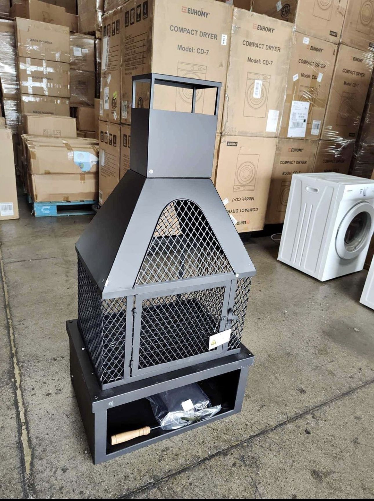 42 in. Outdoor Fireplace Wood Chiminea Burning Fire Pits with Wood Storage. brand new. only one avai