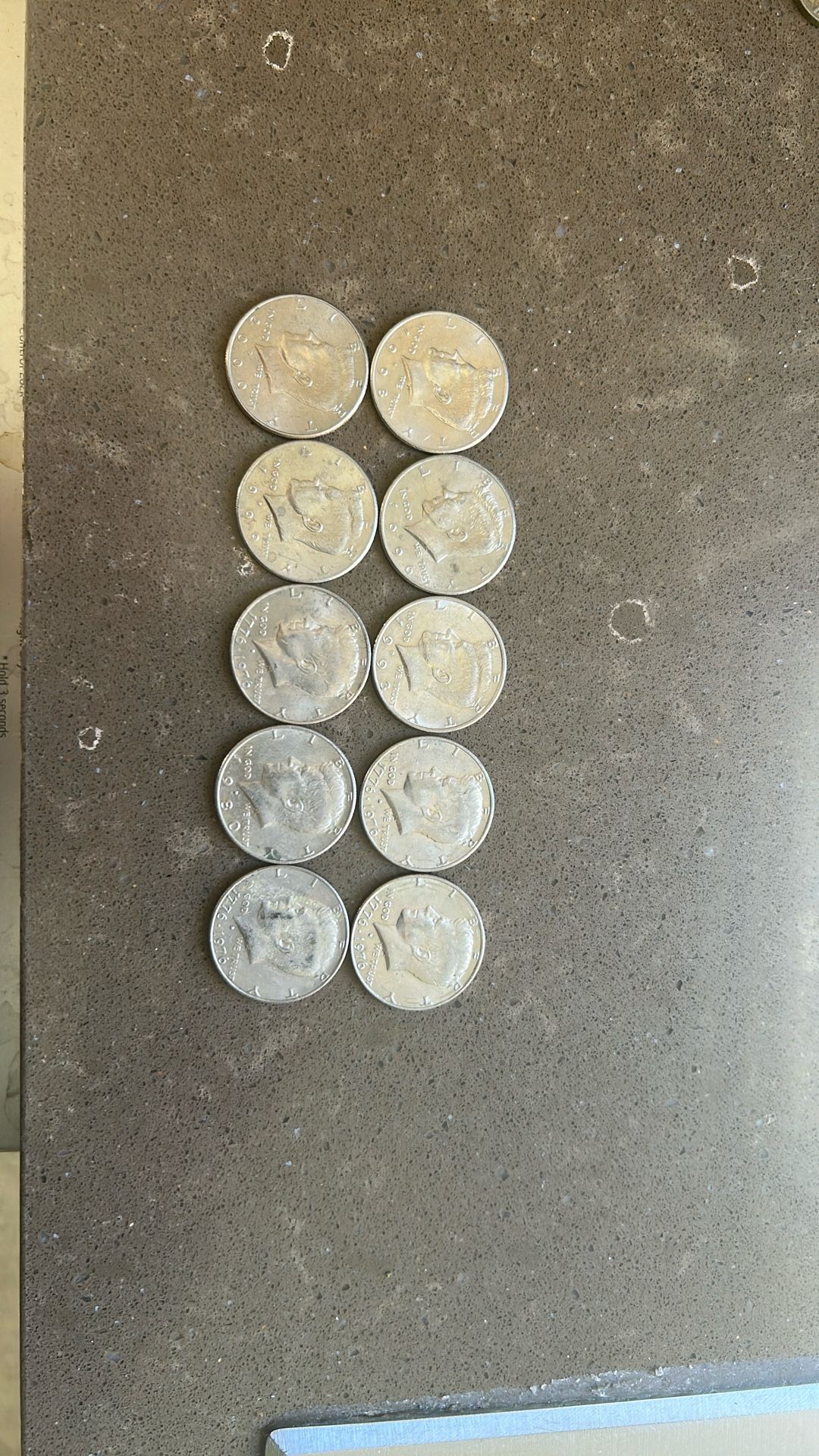 Ten Half Dollar Coins