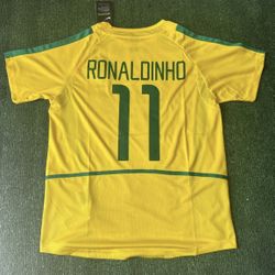 Vintage Nike Retro Brazil National Team 2002 World Cup "Ronaldinho 11" Home Soccer Jersey
