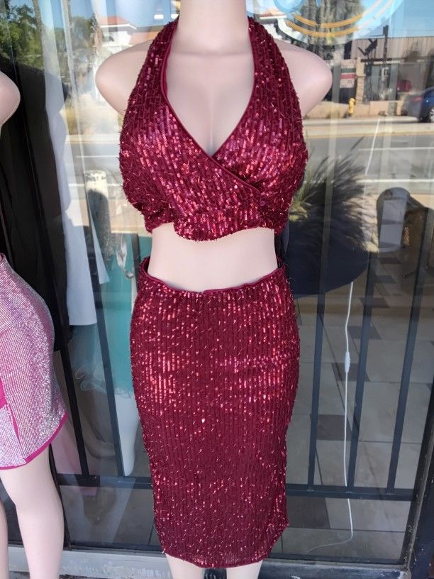 Red Skirt Set