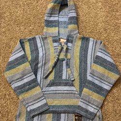 No Bad Days Baja Joe Hoodie Knit Blue Mens Size Small