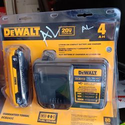 DeWalt 20V Max Lithium-Ion Compact Battery and Charger.