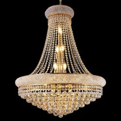 28" Gold French Empire Style Crystal 15-Light Fixture Chandelier w/ K9 Crystals [NEW] **Retails for $459
