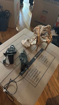Gold Strappy High Heel Sandals