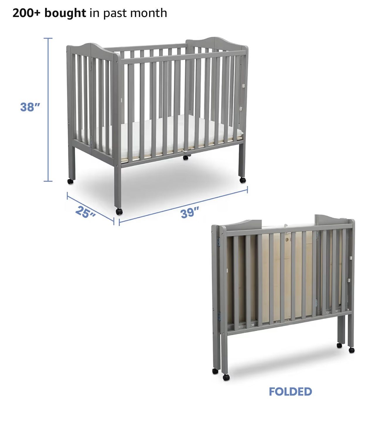 Grey Folding Portable Mini Baby Crib
