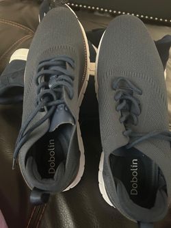 Dobolin Gray Knit Lace-Up Sneakers