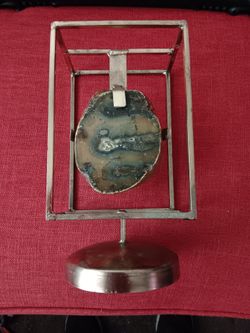 Agate Slice on Metal Display Stand