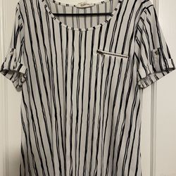 Sweet Wondered,  Black And White Striped Short Sleeve Top