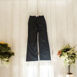 Altar'd State Black Vegan Faux Leather High Rise Straight Leg Pants Size 26/3