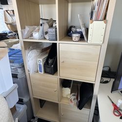 Ikea KALLAX 8-Shelf Unit with 3 Doors and Wheels/Locking Casters