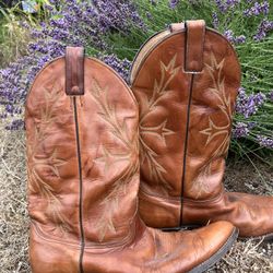 Size 10 W Abilene Brown Leather Cowboy Boots