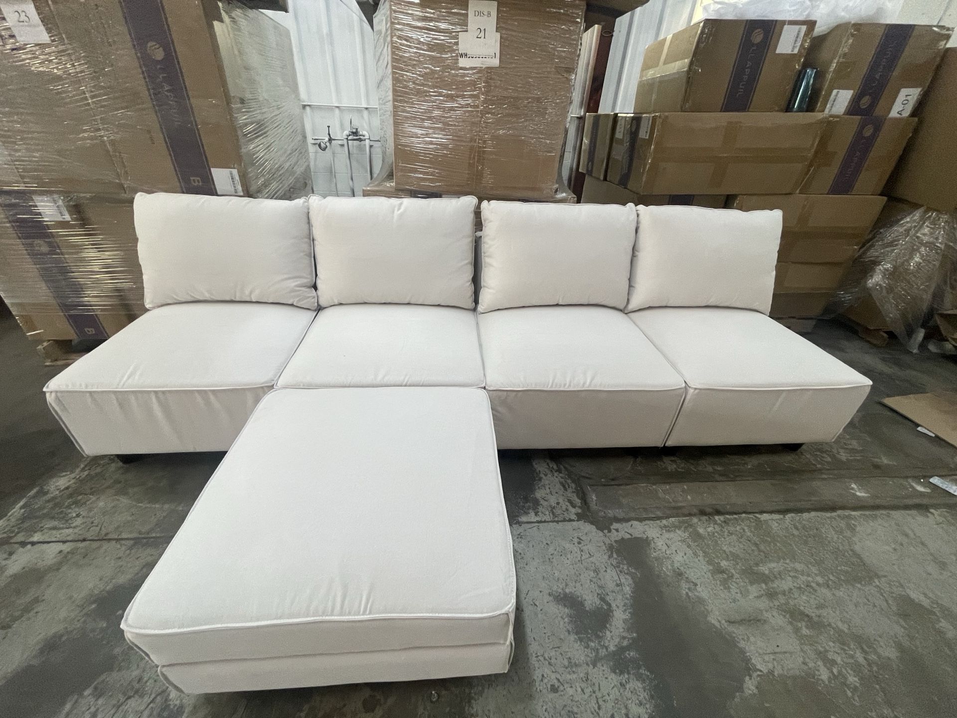 š„Set of 5š„Modern and comfortable oversized cloud cushioned sectional sofa without armrests with storage space, chenille fabric convertible freestyl
