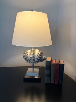 Giant Silver Clam Shell Statement Table Lamp