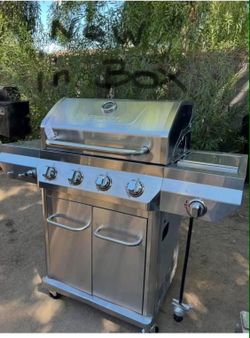 New stainless steel with side burner propane grill