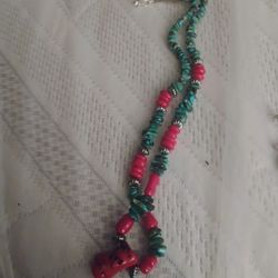Coral And Turquoise Neckless