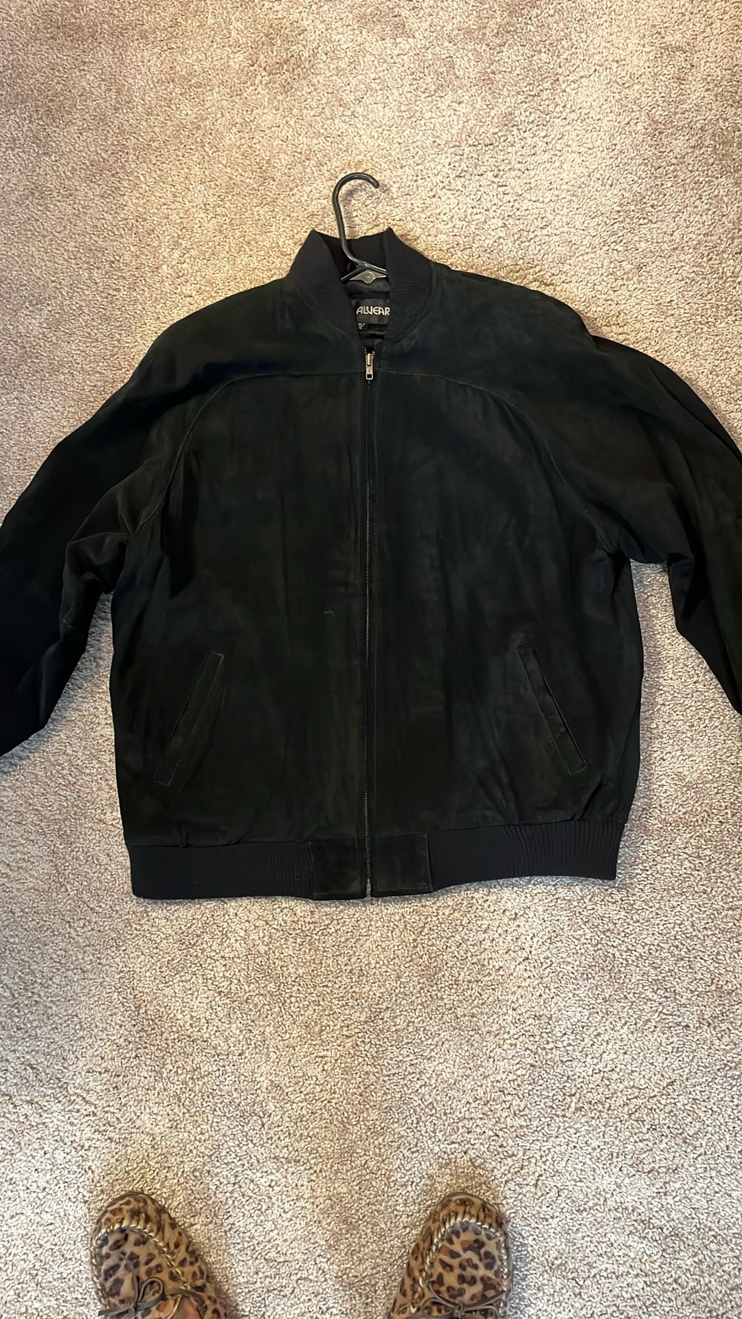 Black Suede Leather Bomber