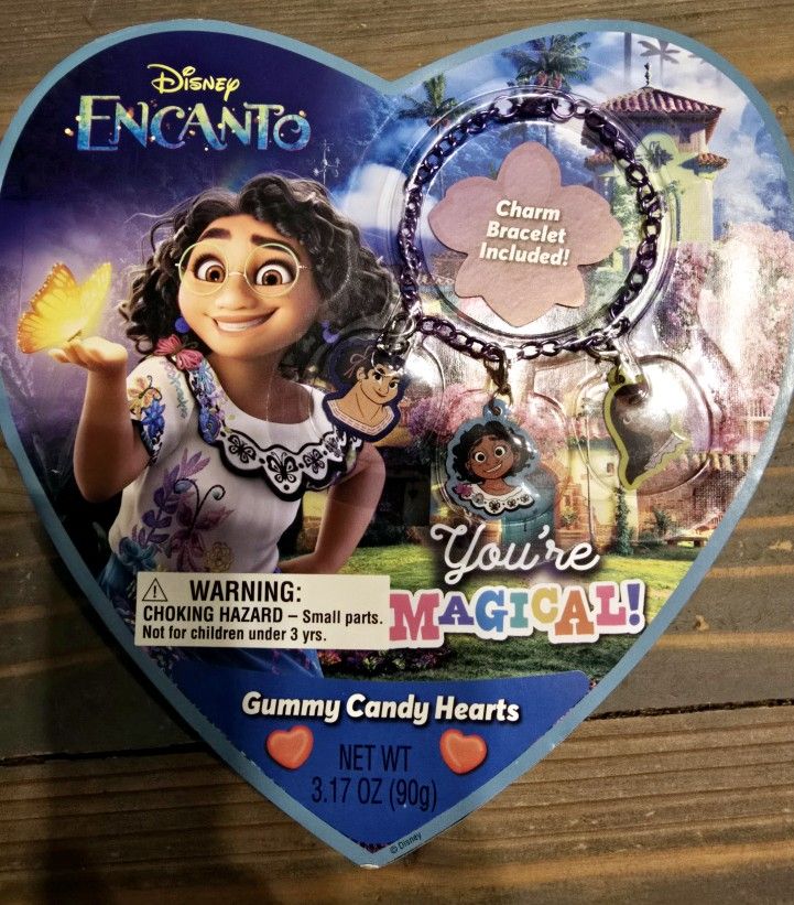 Disney Encanto Fruit Flavor Gummy Heart Box with Charm Bracelet 3.17oz