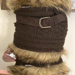 Muk Luks boot sweaters OS brown NWT faux fur buckle zipper