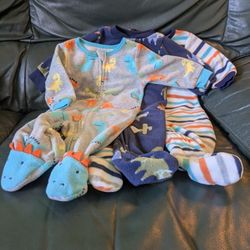 Fleece Onesies Boys 6 Months Various Colors And Prints Warm Winter Sleep Wear Pajamas 