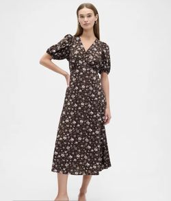 Floral maxi v neck floral dress