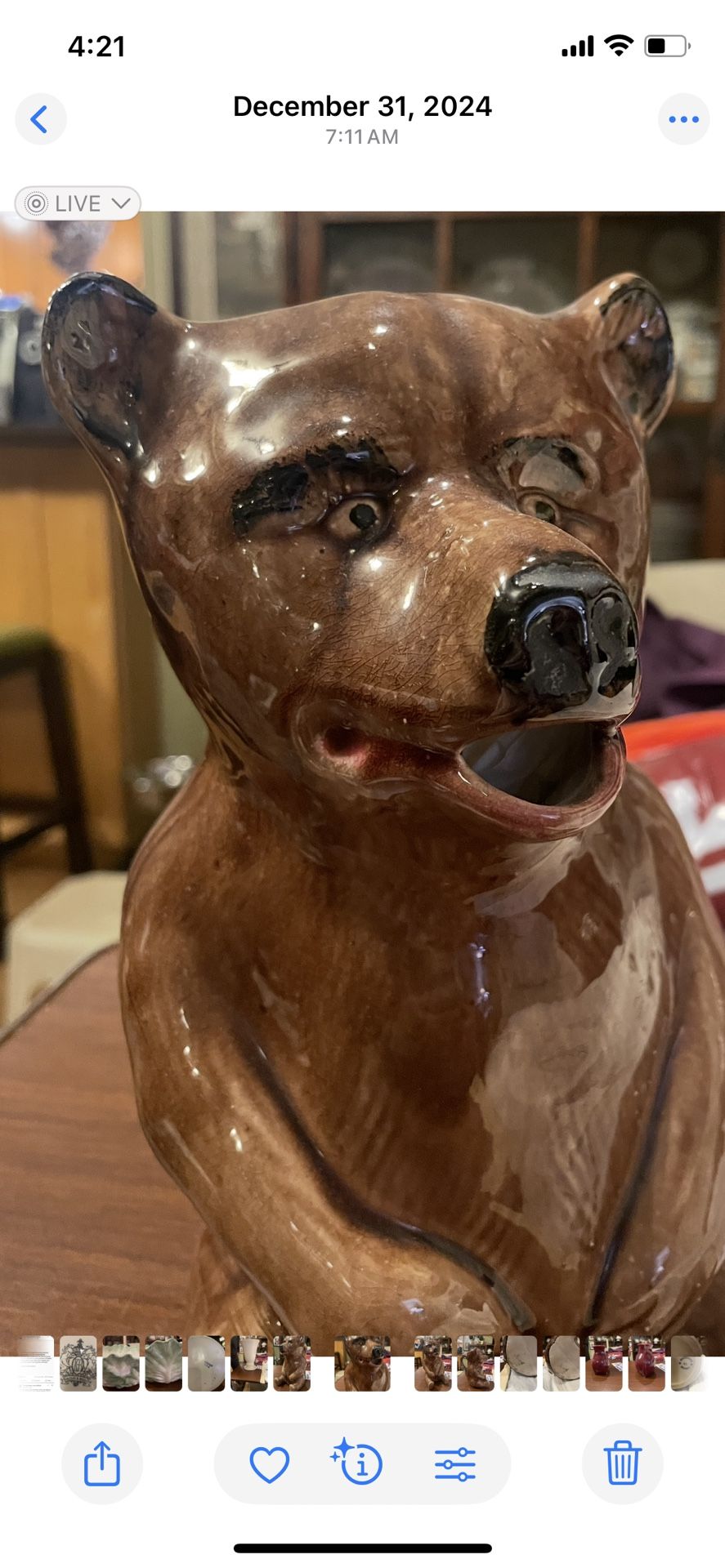 Antique Majolica Bear Pitcher