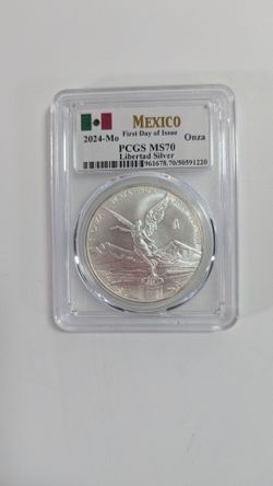 2024 Mexico Onza Silver Libertad .999 Silver 1oz PCGS MS70 FDI First Day Issue