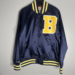 Bel-Air Academy x Mitchell & Ness Satin Bomber Jacket Mens Large Blue Yellow