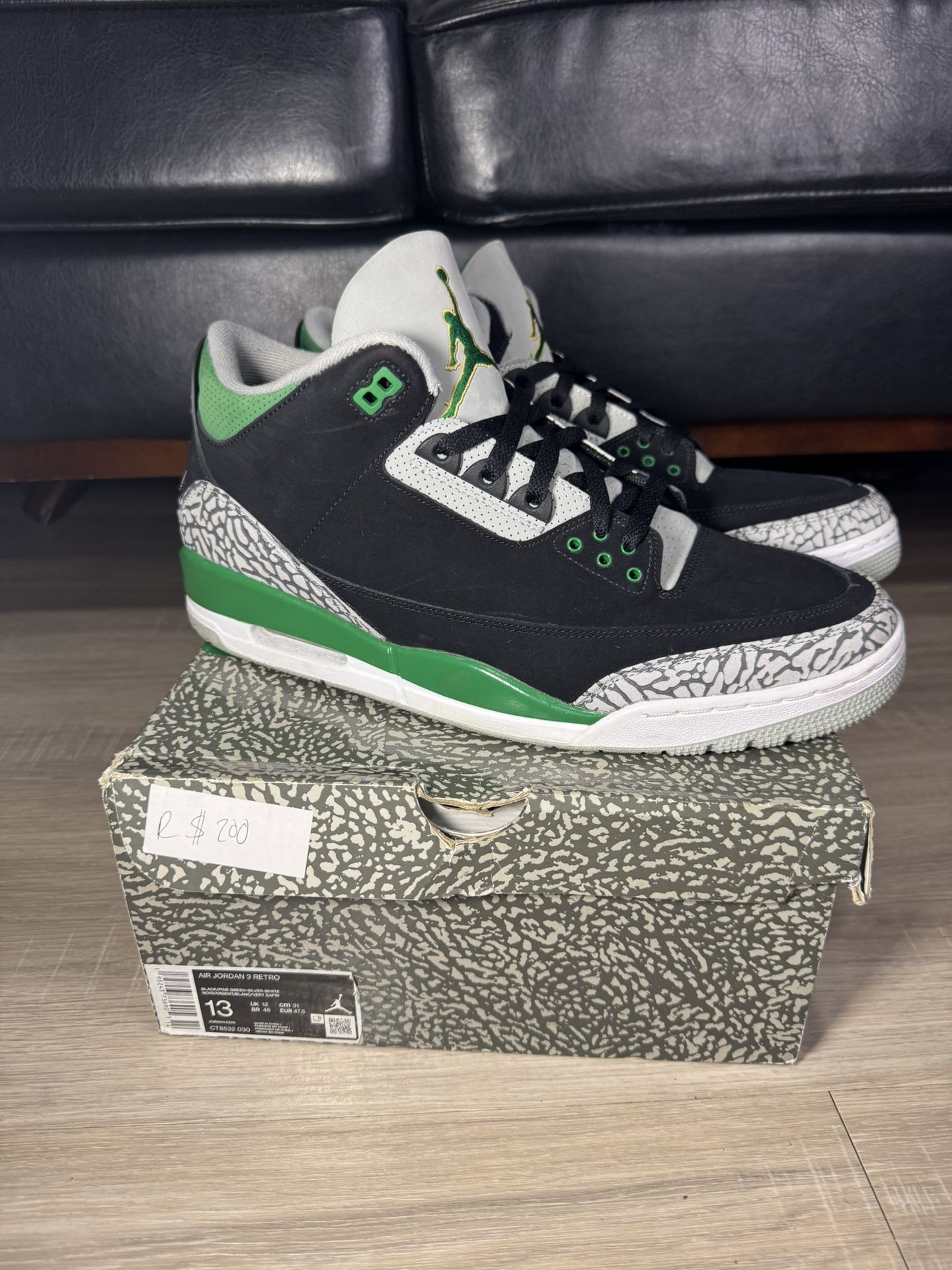 Size 13 - Air Jordan 3 Pine Green