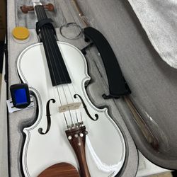 4/4 White Violin with New Bow, Digital Tuner, Shoulder Rest, Extra Strings $160 Firm