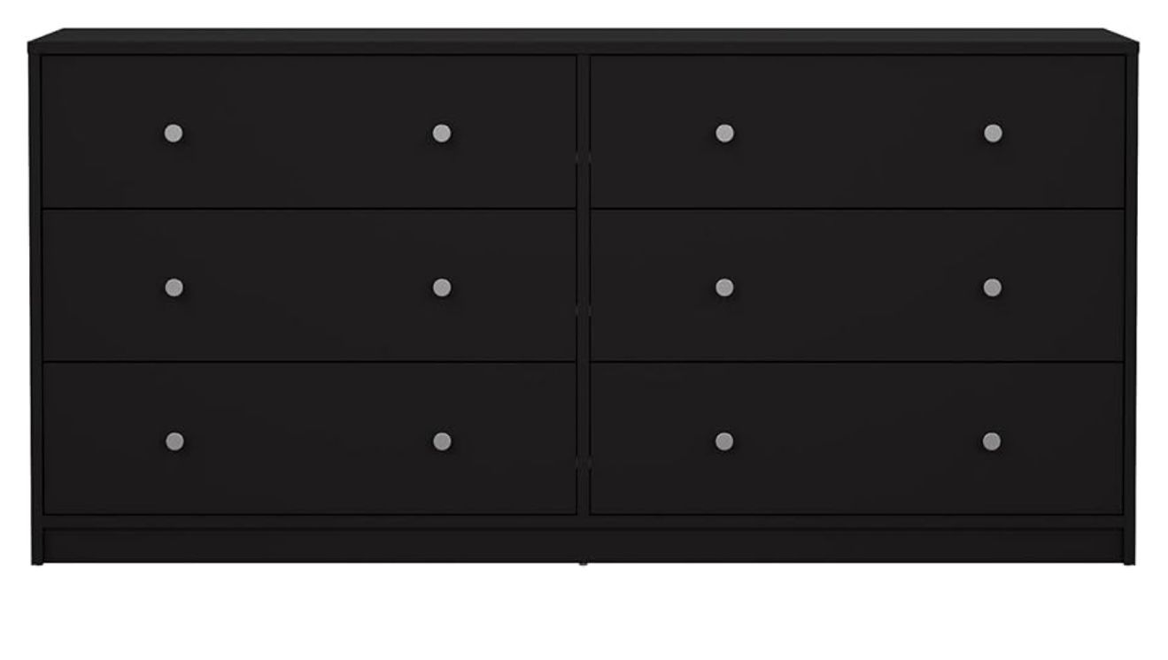 Double Chest of 6 Drawers, Blac
