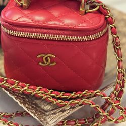 Vanity Case red quilted lambskin leather