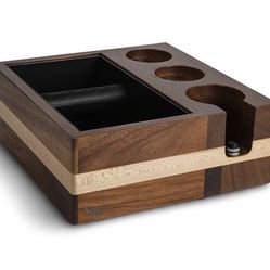 Espresso Knock Box With 54mm Tamping Station For Breville Espresso Accessories Adjustable Portafilter Height, Detachable Coffee Dump Bin