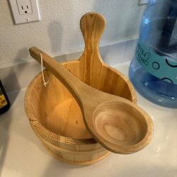 Wood Basin And Spoon 