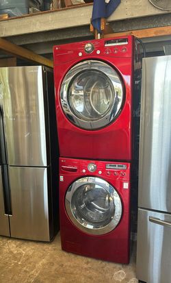 LG Front Load Set Red - Stackable Large Capacity