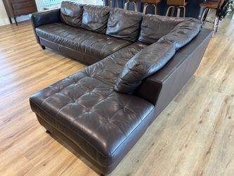 Natuzzi Brown Leather Sectional, Well Maintained