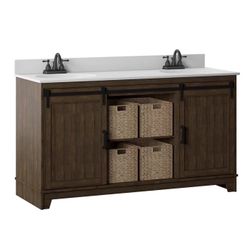 Braylen 60'' Double Bathroom Vanity with Vitreous China Top