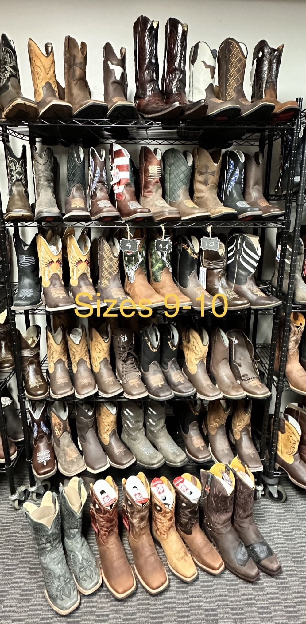 Western Work Boot Cowboy Leather Rodeo Rancher Square Toe Sz 9-10