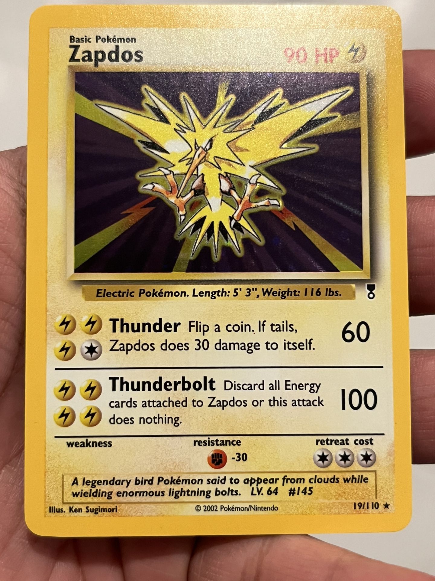 Zapdos 19/110 Legendary Collection Holo Rare NM Pokemon TCG WOTC 2002 vintage