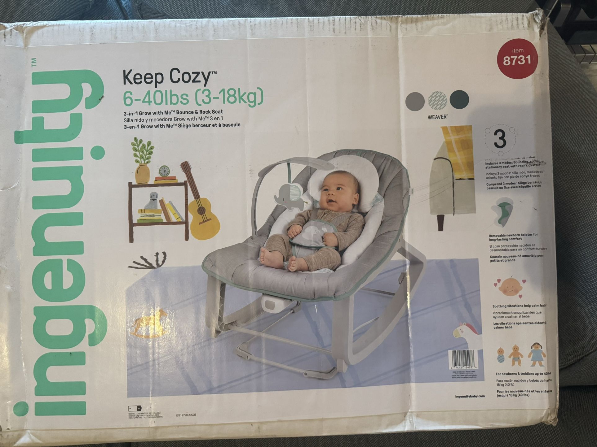 Ingenuity Keep Cozy 3-in-1 Grow with Me Vibrating Baby Bouncer Seat & Infant to Toddler Rocker
