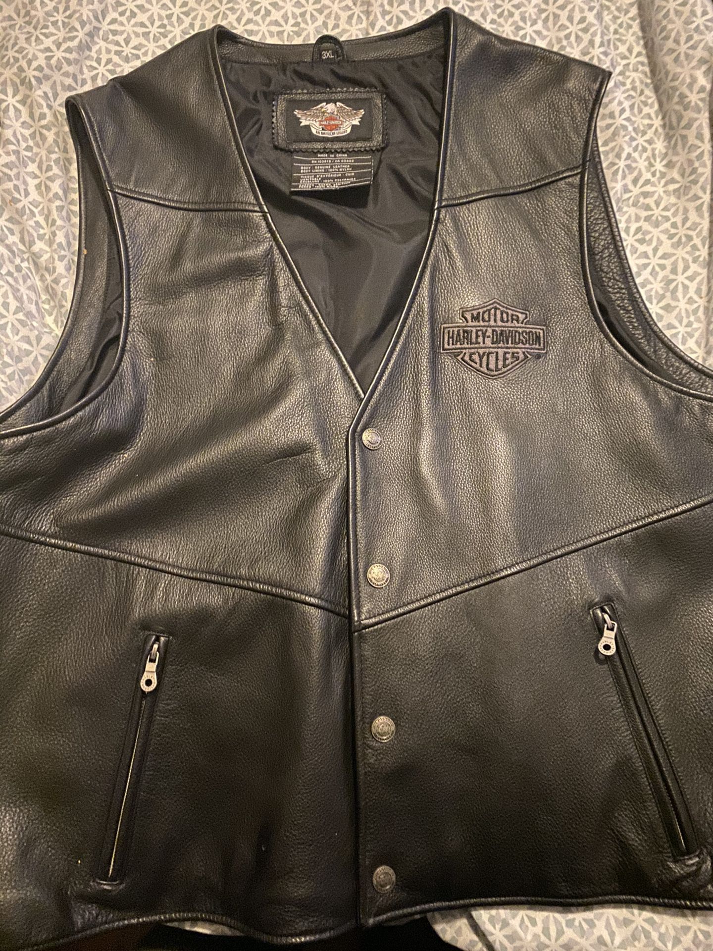 Harley Davidson Leather Vest 3XL New