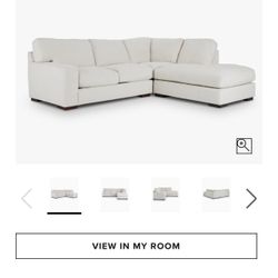Veronica White Down Right Bumper Sectional Couch
