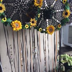 Sunflower Dreamcatcher With Hanging Suncatchers