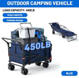 100% Brand New in box Blue Wagon Cart, Camping Chair, Wagon Stroller, Convertible Lounge Chair for Camping