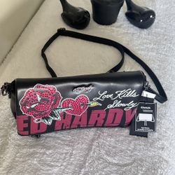 New Ed Hardy Black Clutch 