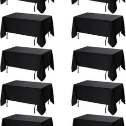Dailyset 10-Pack Black Tablecloths For Rectangle Tables, 70 X 108 Inches, Stain-Resistant Polyester Fabric For 6 Foot Tables - Washable Table Covers F