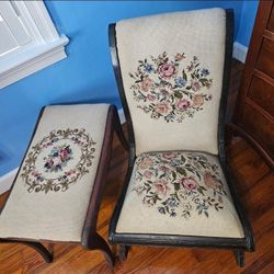 Antique needlepoint rocker