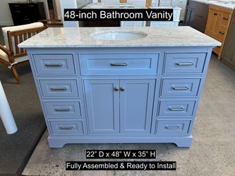 48" Bathroom Vanity with Carrara Marble Countertop & Solid Wood & Plywood Cabinet #3501