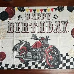 Happy Birthday Motorcycle Banner 67x46 inches just $8 xox