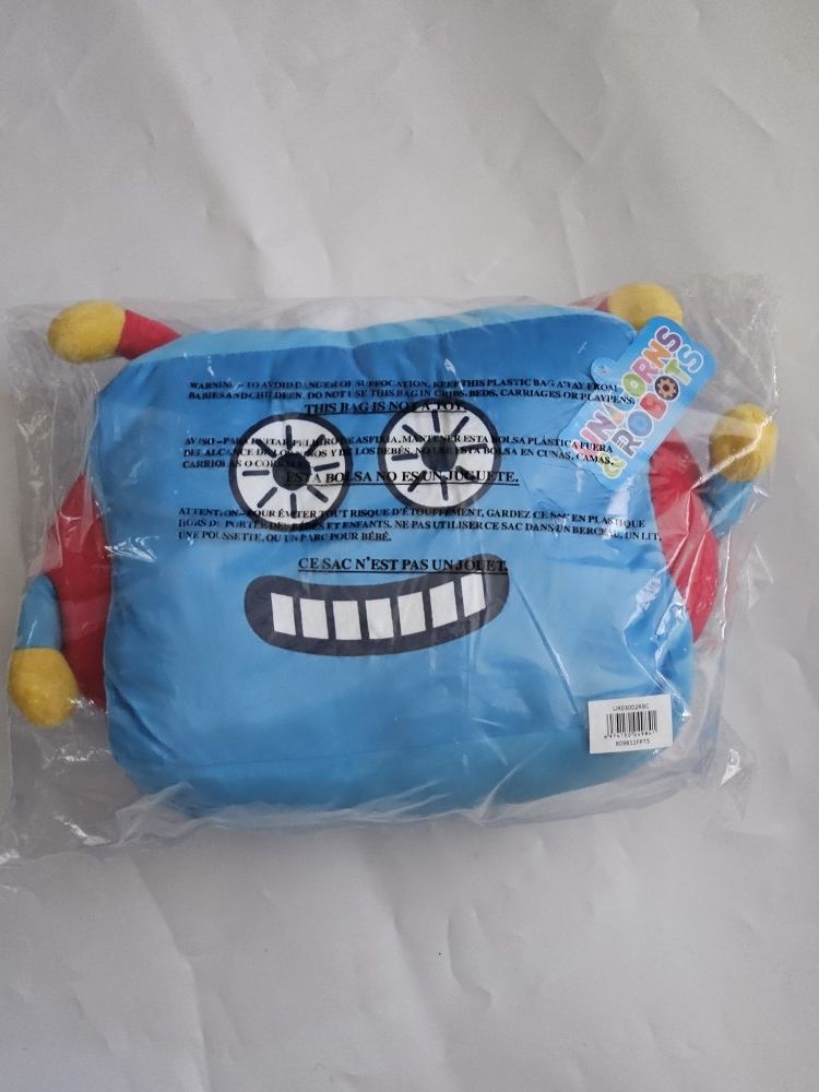 Light Up Pillow for Kids Plush Led Night Light for Boys and Girls Toddler’s Light Up Sleeping Toy Robot Cube Blue